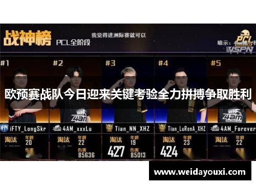 欧预赛战队今日迎来关键考验全力拼搏争取胜利
