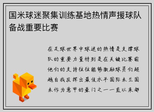 国米球迷聚集训练基地热情声援球队备战重要比赛