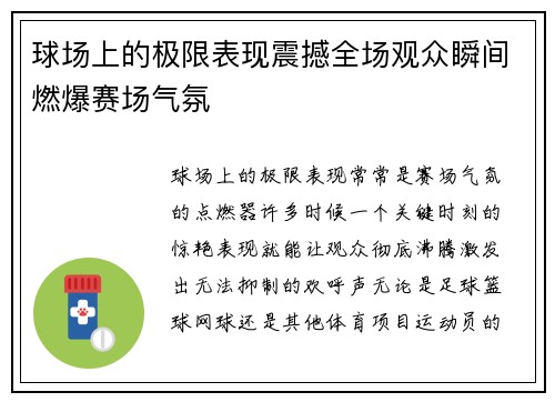 球场上的极限表现震撼全场观众瞬间燃爆赛场气氛